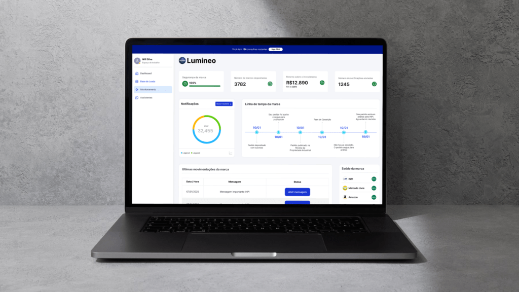 notebook com a ferramenta de monitoria de revista inpi