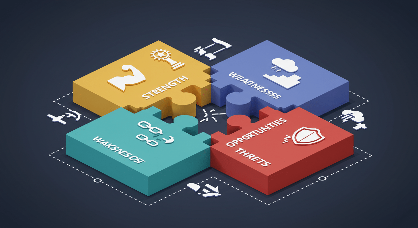 quadrantes da matriz swot em 3d